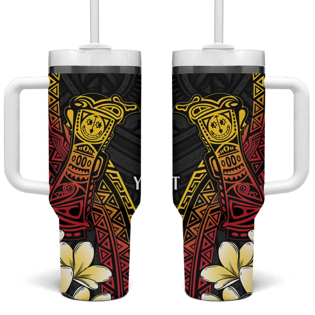 Personalized Papua New Guinea Tumbler With Handle Kundu Drum Carving Motifs