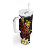 Personalized Papua New Guinea Tumbler With Handle Kundu Drum Carving Motifs