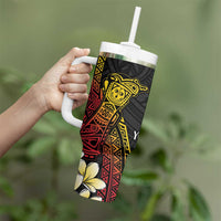 Personalized Papua New Guinea Tumbler With Handle Kundu Drum Carving Motifs