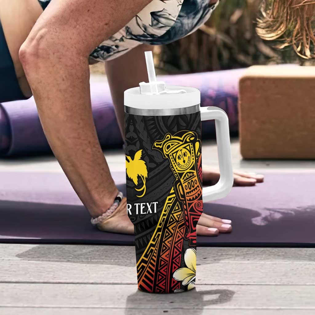 Personalized Papua New Guinea Tumbler With Handle Kundu Drum Carving Motifs