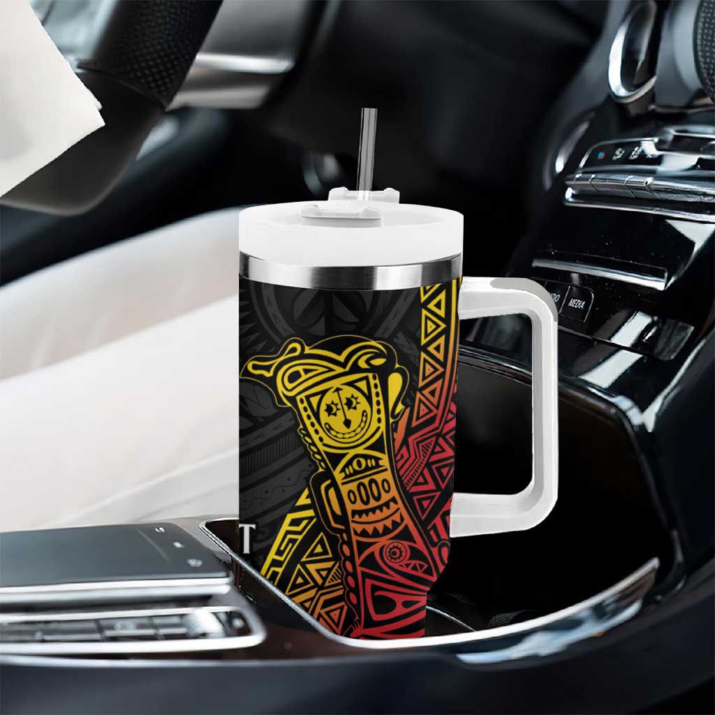 Personalized Papua New Guinea Tumbler With Handle Kundu Drum Carving Motifs
