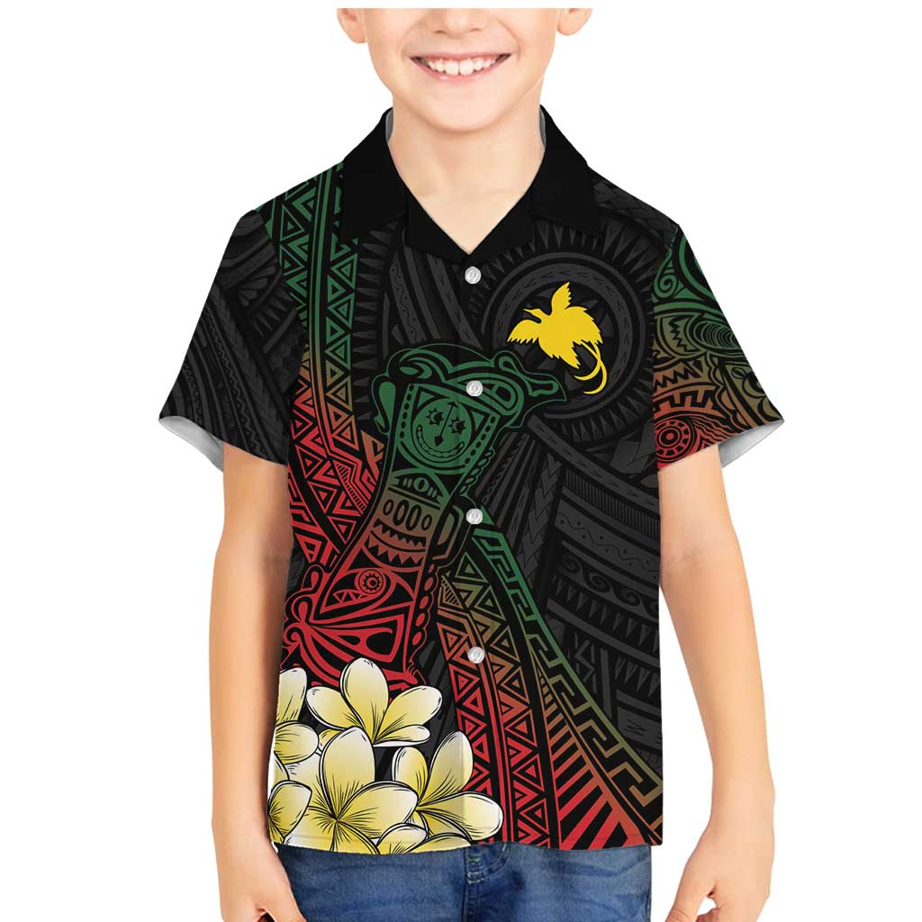 Personalized Papua New Guinea Family Matching Mermaid Dress and Hawaiian Shirt Kundu Drum Motifs - Sepik Colors LT7 Son's Shirt Black - Polynesian Pride
