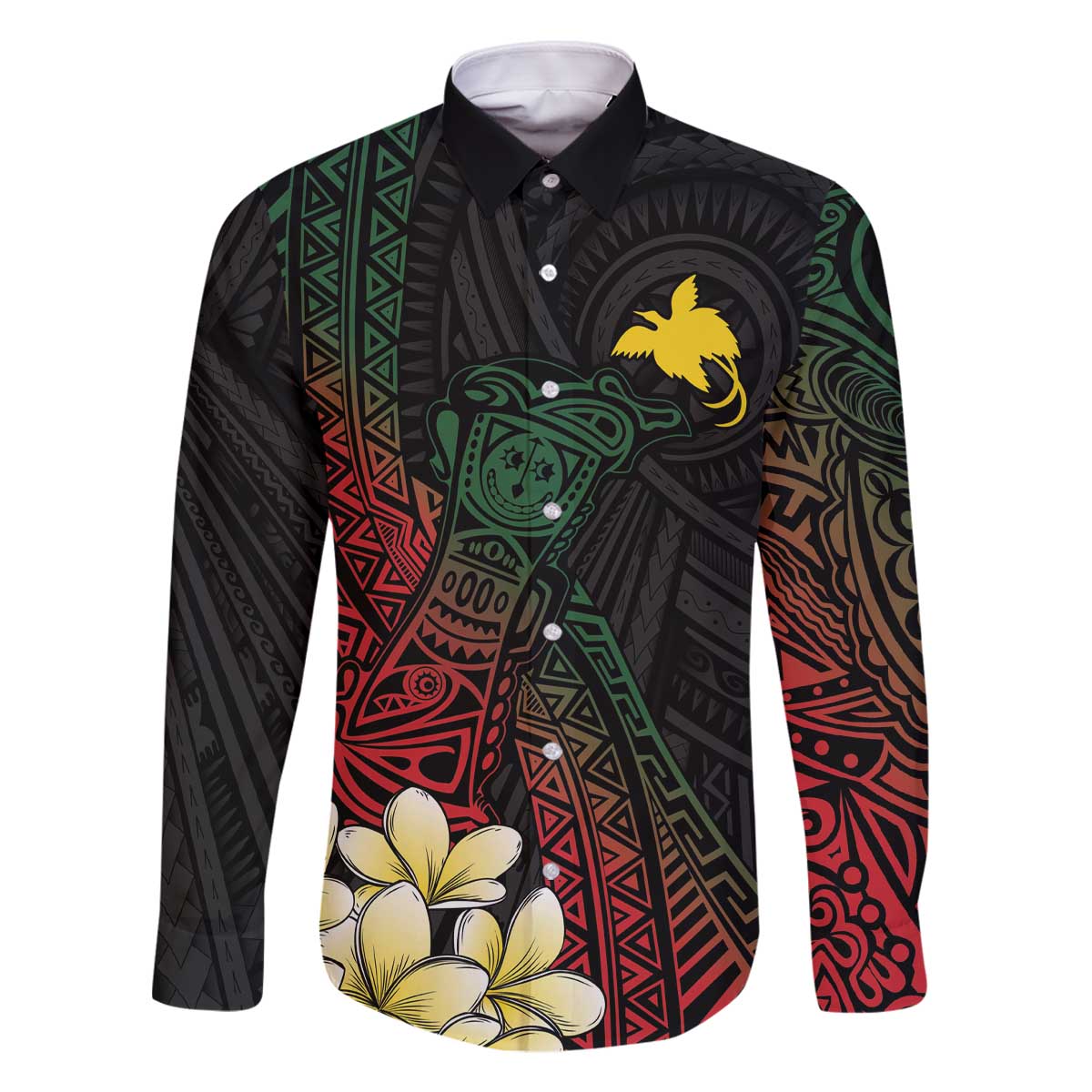 Personalized Papua New Guinea Family Matching Off The Shoulder Long Sleeve Dress and Hawaiian Shirt Kundu Drum Motifs - Sepik Colors LT7 - Polynesian Pride