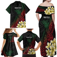 Personalized Papua New Guinea Family Matching Off Shoulder Maxi Dress and Hawaiian Shirt Kundu Drum Motifs - Sepik Colors LT7 - Polynesian Pride