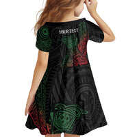 Personalized Papua New Guinea Family Matching Off Shoulder Short Dress and Hawaiian Shirt Kundu Drum Motifs - Sepik Colors LT7 - Polynesian Pride