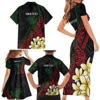 Personalized Papua New Guinea Family Matching Short Sleeve Bodycon Dress and Hawaiian Shirt Kundu Drum Motifs - Sepik Colors LT7 - Polynesian Pride