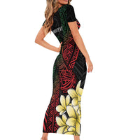 Personalized Papua New Guinea Family Matching Short Sleeve Bodycon Dress and Hawaiian Shirt Kundu Drum Motifs - Sepik Colors LT7 - Polynesian Pride