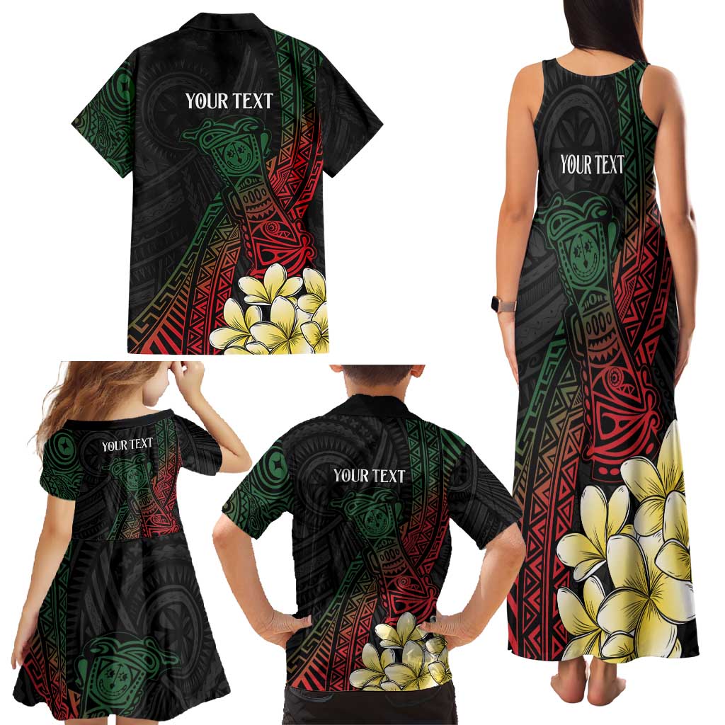 Personalized Papua New Guinea Family Matching Tank Maxi Dress and Hawaiian Shirt Kundu Drum Motifs - Sepik Colors LT7 - Polynesian Pride
