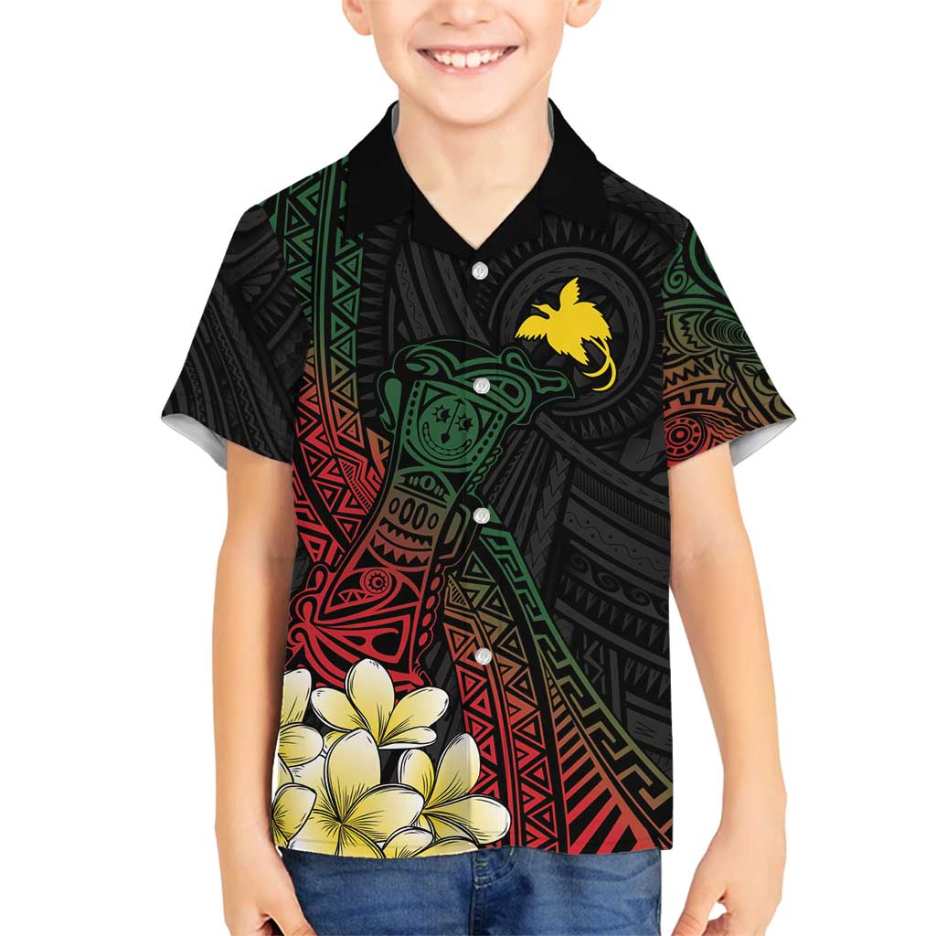 Personalized Papua New Guinea Family Matching Tank Maxi Dress and Hawaiian Shirt Kundu Drum Motifs - Sepik Colors LT7 Son's Shirt Black - Polynesian Pride