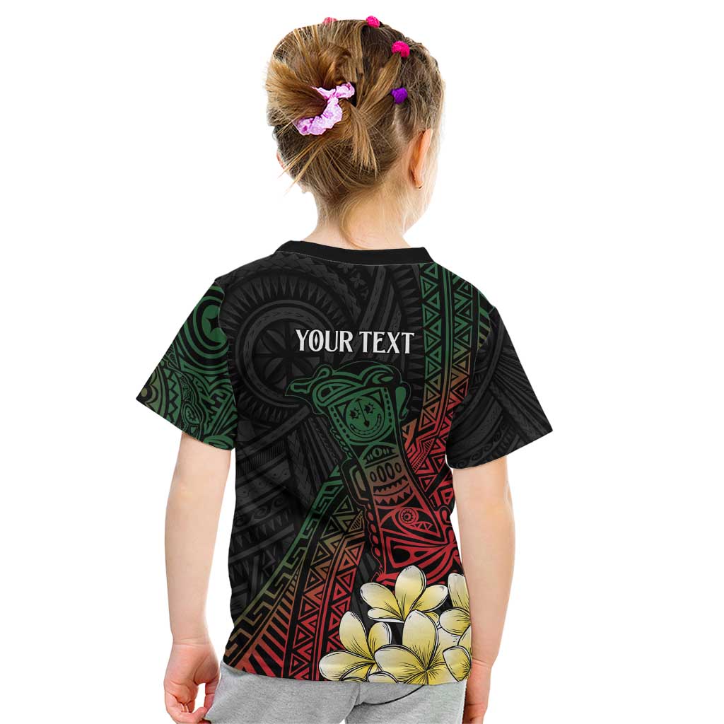 Personalized Papua New Guinea Kid T Shirt Kundu Drum Motifs - Sepik Colors