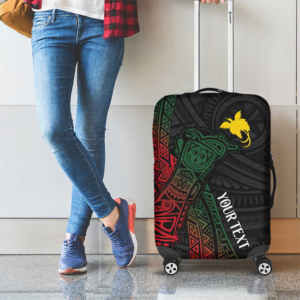 Personalized Papua New Guinea Luggage Cover Kundu Drum Motifs - Sepik Colors