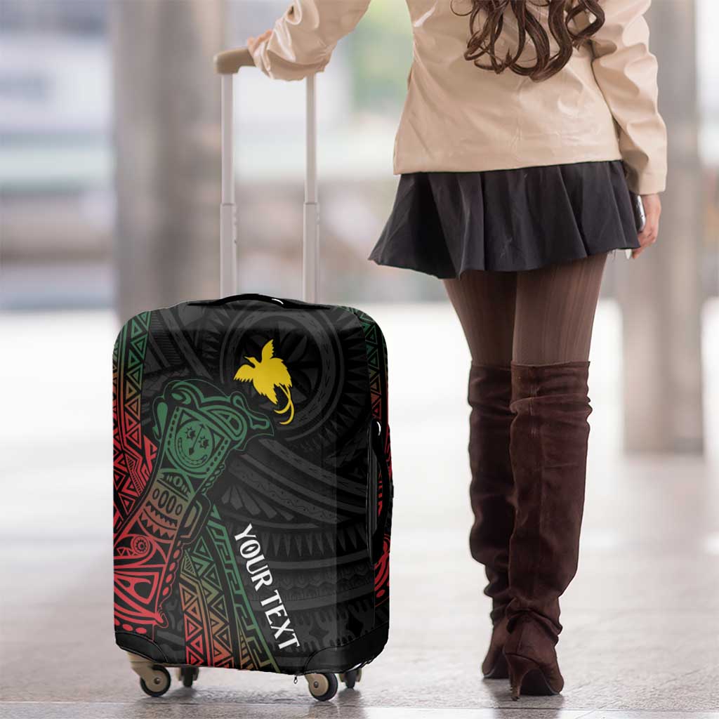 Personalized Papua New Guinea Luggage Cover Kundu Drum Motifs - Sepik Colors