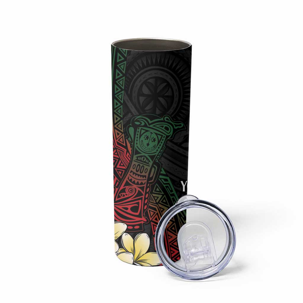 Personalized Papua New Guinea Skinny Tumbler Kundu Drum Motifs - Sepik Colors