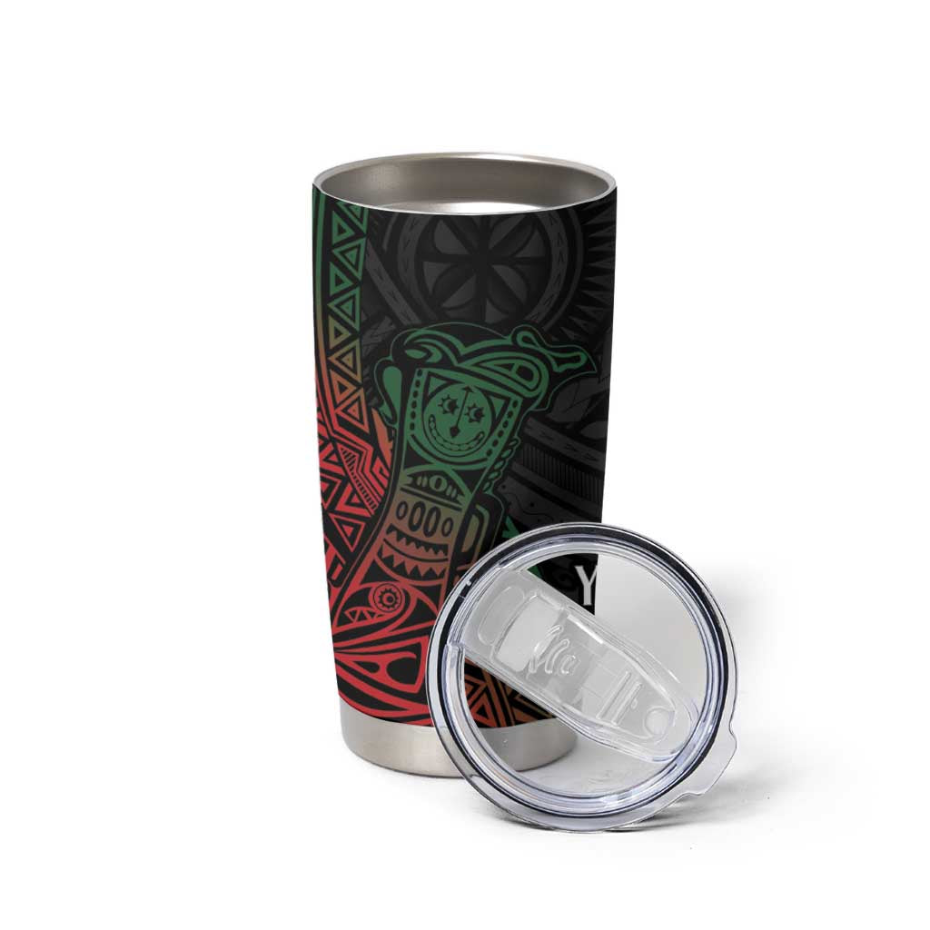 Personalized Papua New Guinea Tumbler Cup Kundu Drum Motifs - Sepik Colors