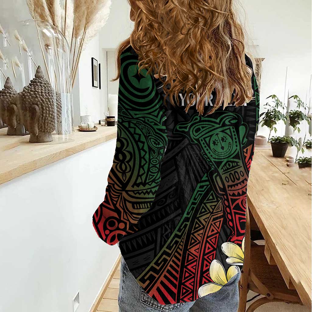 Personalized Papua New Guinea Women Casual Shirt Kundu Drum Motifs - Sepik Colors