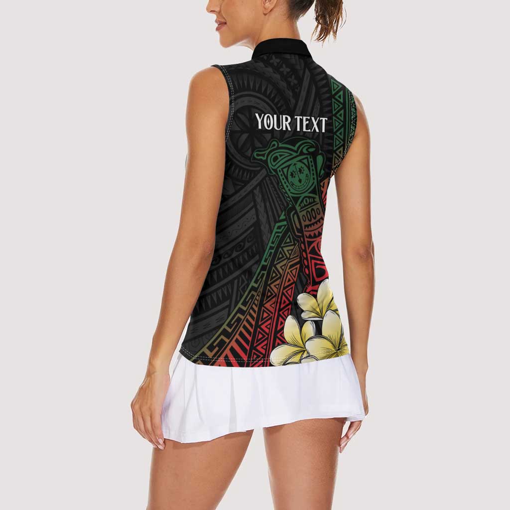 Personalized Papua New Guinea Women Sleeveless Polo Shirt Kundu Drum Motifs - Sepik Colors