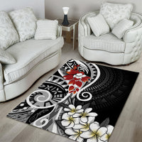 Bula Fiji Tagimaucia Mix Plumeria Masi Tapa Area Rug Black