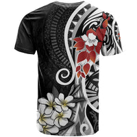 Bula Fiji Tagimaucia Mix Plumeria Masi Tapa T Shirt Black LT7 - Polynesian Pride