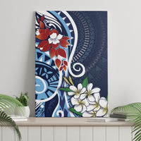 Bula Fiji Tagimaucia Mix Plumeria Masi Tapa Canvas Wall Art Blue LT7 - Polynesian Pride