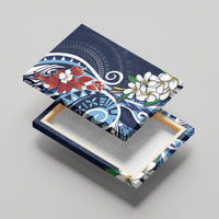 Bula Fiji Tagimaucia Mix Plumeria Masi Tapa Canvas Wall Art Blue LT7 - Polynesian Pride