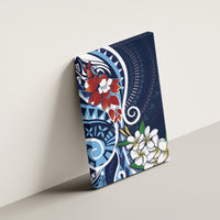 Bula Fiji Tagimaucia Mix Plumeria Masi Tapa Canvas Wall Art Blue LT7 - Polynesian Pride
