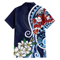 Bula Fiji Tagimaucia Mix Plumeria Masi Tapa Family Matching Puletasi and Hawaiian Shirt Blue LT7 - Polynesian Pride