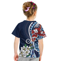 Bula Fiji Tagimaucia Mix Plumeria Masi Tapa Kid T Shirt Blue LT7 - Polynesian Pride
