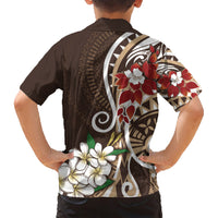 Bula Fiji Tagimaucia Mix Plumeria Masi Tapa Family Matching Short Sleeve Bodycon Dress and Hawaiian Shirt Brown LT7 - Polynesian Pride