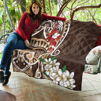 Bula Fiji Tagimaucia Mix Plumeria Masi Tapa Quilt Brown LT7 - Polynesian Pride