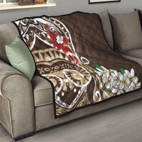 Bula Fiji Tagimaucia Mix Plumeria Masi Tapa Quilt Brown LT7 - Polynesian Pride