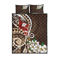Bula Fiji Tagimaucia Mix Plumeria Masi Tapa Quilt Bed Set Brown