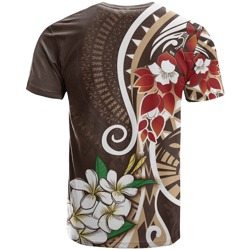 Bula Fiji Tagimaucia Mix Plumeria Masi Tapa T Shirt Brown LT7 - Polynesian Pride