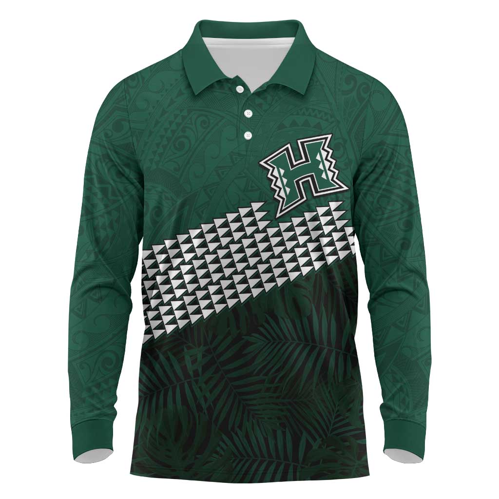 Hawaii Rainbow Warriors Alumni Custom Long Sleeve Polo Shirt Kanaka Arrows Tropical Vibes