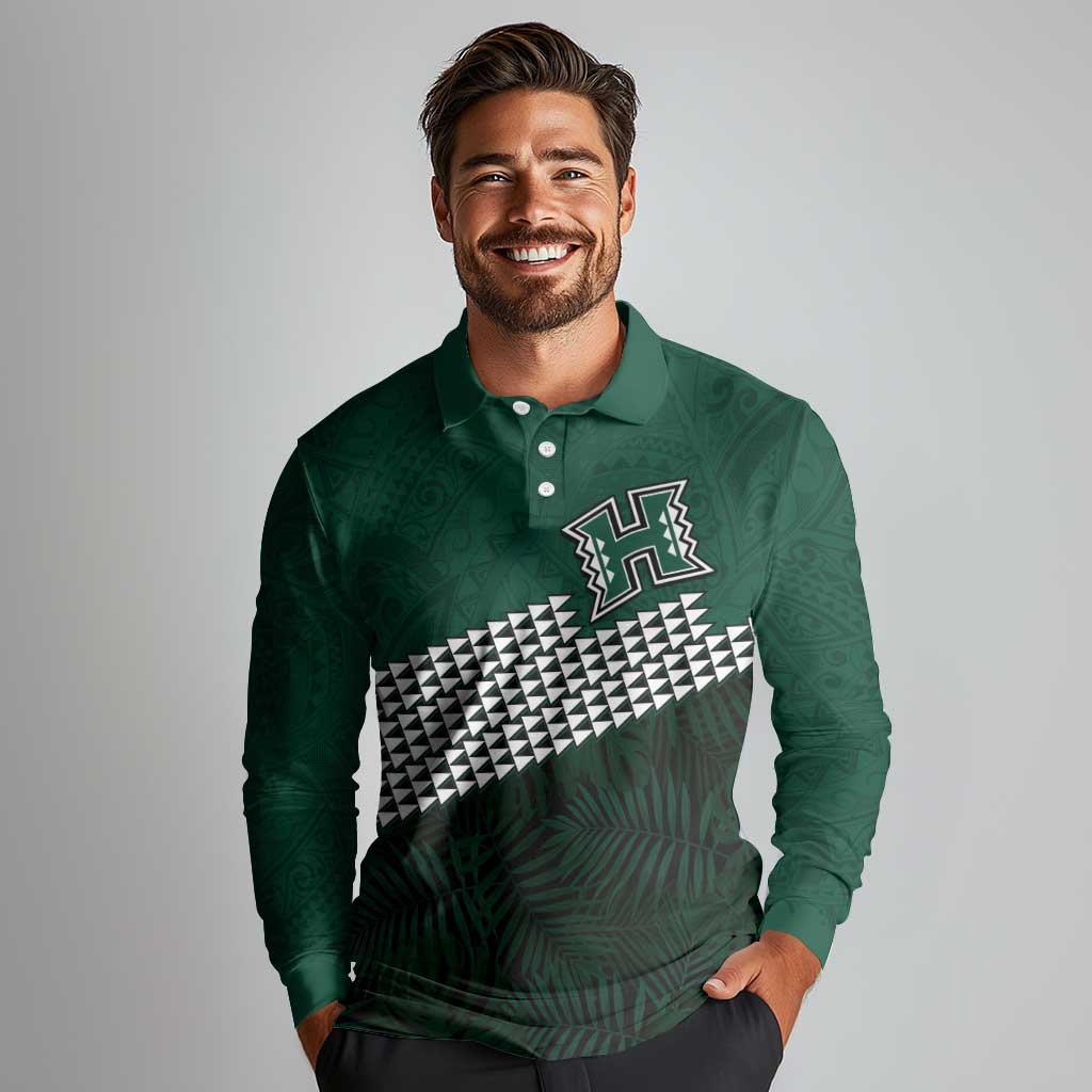 Hawaii Rainbow Warriors Alumni Custom Long Sleeve Polo Shirt Kanaka Arrows Tropical Vibes
