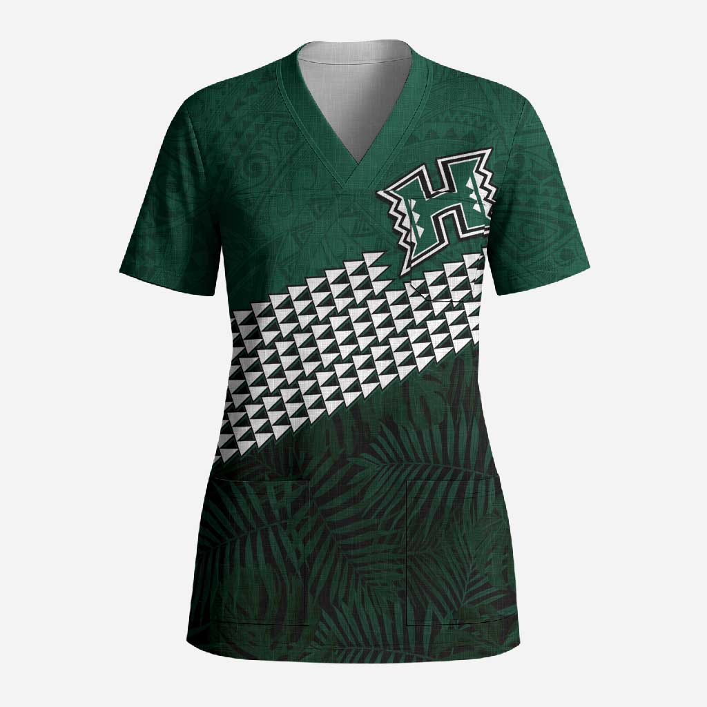 Hawaii Rainbow Warriors Alumni Custom Scrub Top Kanaka Arrows Tropical Vibes