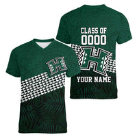 Hawaii Rainbow Warriors Alumni Custom Women V-Neck T-Shirt Kanaka Arrows Tropical Vibes