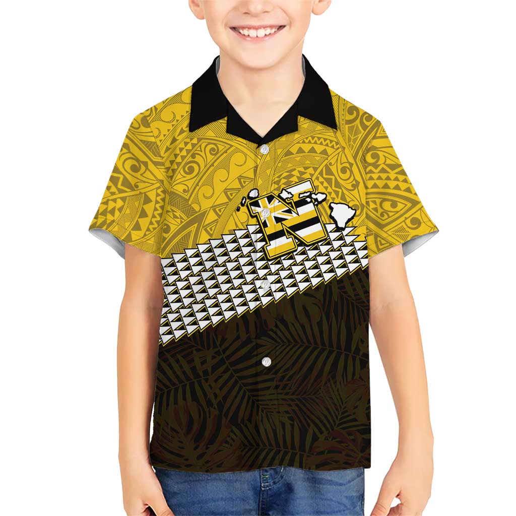 Hawaii Nanakuli High Alumni Custom Kid Hawaiian Shirt Kanaka Arrows Tropical Vibes LT7 Kid Yellow Black - Polynesian Pride