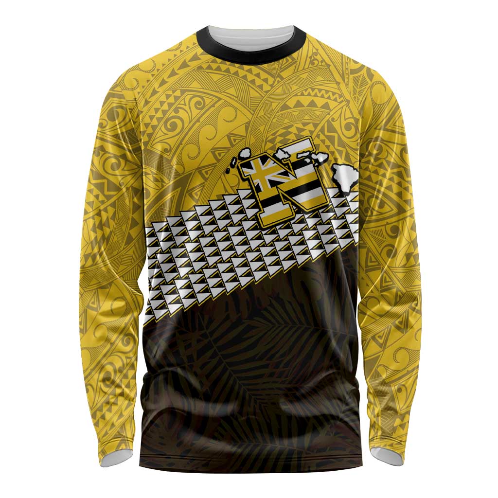 Hawaii Nanakuli High Alumni Custom Long Sleeve Shirt Kanaka Arrows Tropical Vibes LT7 Unisex Yellow Black - Polynesian Pride