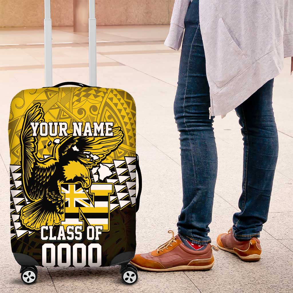 Hawaii Nanakuli High Alumni Custom Luggage Cover Kanaka Arrows Tropical Vibes LT7 Yellow Black - Polynesian Pride