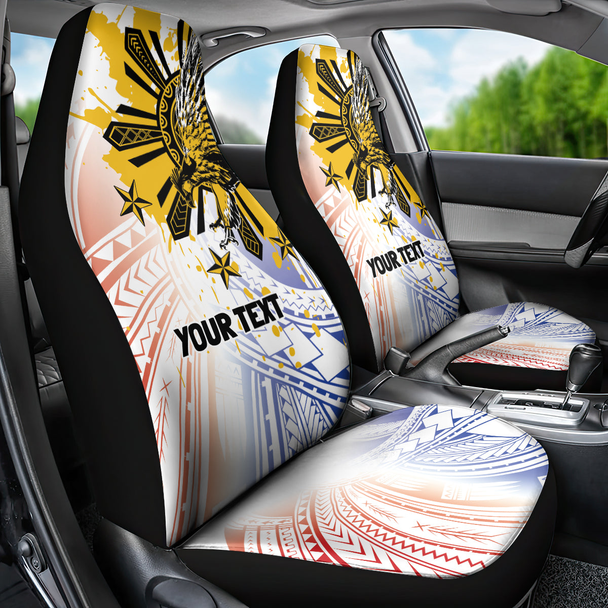 Philippines Independence Day Car Seat Cover Eagle Mix Filipino Flag Tribal Style LT7 - Polynesian Pride