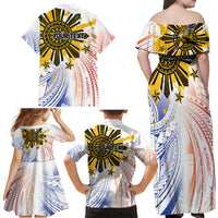 Philippines Independence Day Family Matching Off Shoulder Maxi Dress and Hawaiian Shirt Eagle Mix Filipino Flag Tribal Style LT7 - Polynesian Pride