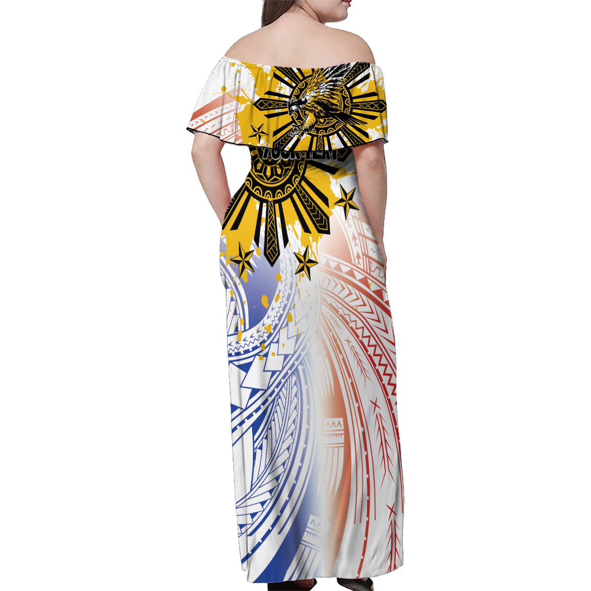 Philippines Independence Day Family Matching Off Shoulder Maxi Dress and Hawaiian Shirt Eagle Mix Filipino Flag Tribal Style LT7 - Polynesian Pride