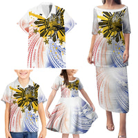 Philippines Independence Day Family Matching Puletasi and Hawaiian Shirt Eagle Mix Filipino Flag Tribal Style LT7 - Polynesian Pride