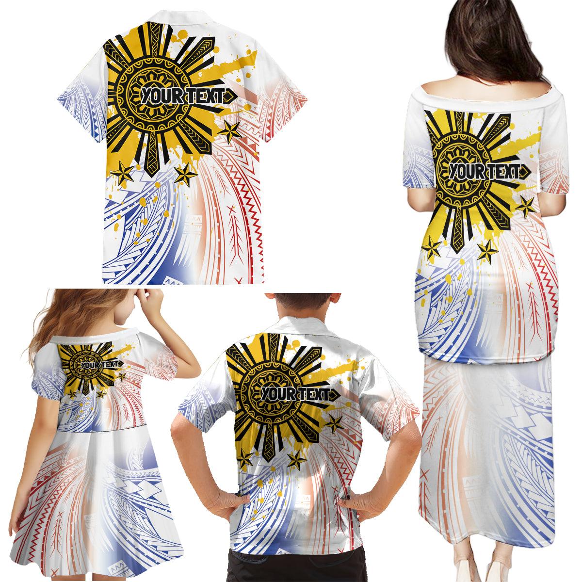 Philippines Independence Day Family Matching Puletasi and Hawaiian Shirt Eagle Mix Filipino Flag Tribal Style LT7 - Polynesian Pride