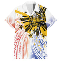 Philippines Independence Day Family Matching Summer Maxi Dress and Hawaiian Shirt Eagle Mix Filipino Flag Tribal Style LT7 Dad's Shirt - Short Sleeve White - Polynesian Pride