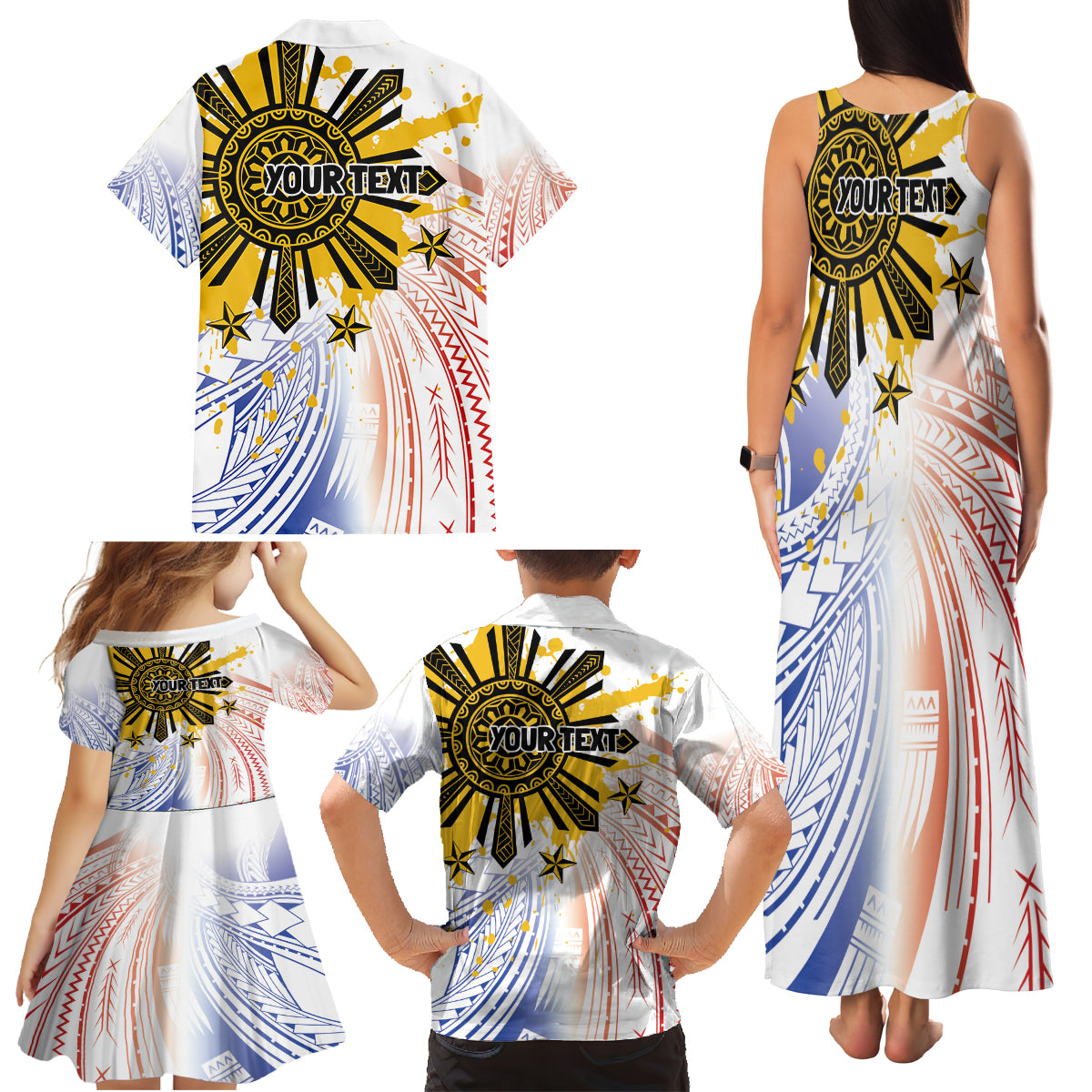 Philippines Independence Day Family Matching Tank Maxi Dress and Hawaiian Shirt Eagle Mix Filipino Flag Tribal Style LT7 - Polynesian Pride