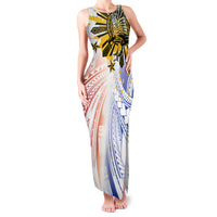Philippines Independence Day Family Matching Tank Maxi Dress and Hawaiian Shirt Eagle Mix Filipino Flag Tribal Style LT7 Mom's Dress White - Polynesian Pride