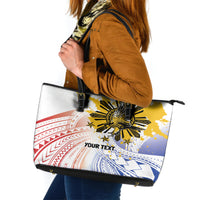 Philippines Independence Day Leather Tote Bag Eagle Mix Filipino Flag Tribal Style