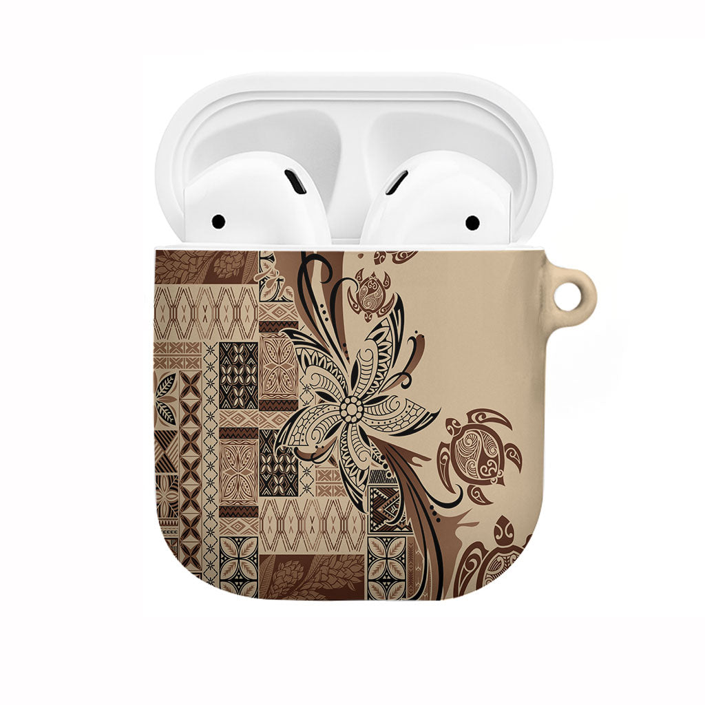 Talofa Samoa Mamanu Siapo Mix Malu AirPods Case Classic Beige Frangipani and Turtles