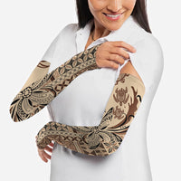 Talofa Samoa Mamanu Siapo Mix Malu Arm Sleeves Classic Beige Frangipani and Turtles LT7 - Polynesian Pride